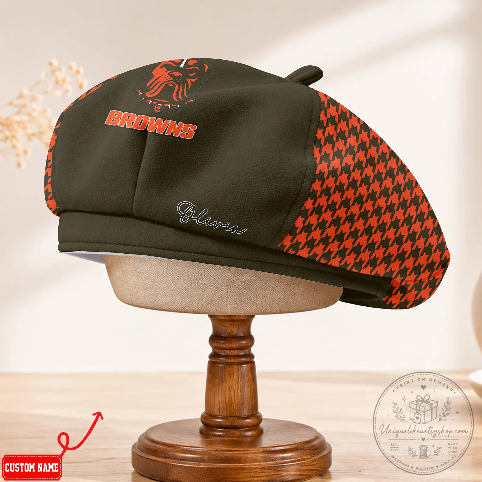 Cleveland Browns NFL Personalized Women's Beret Hat 7 cleveland browns nfl personalized women s beret hat gallery 3