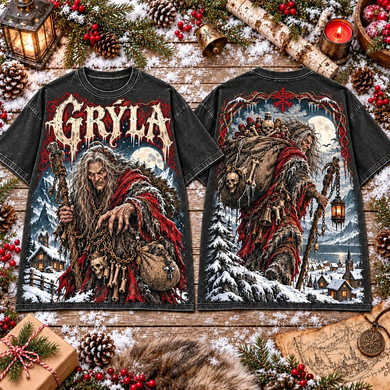 Grýla Icelandic Christmas Horror Folklore T-Shirt