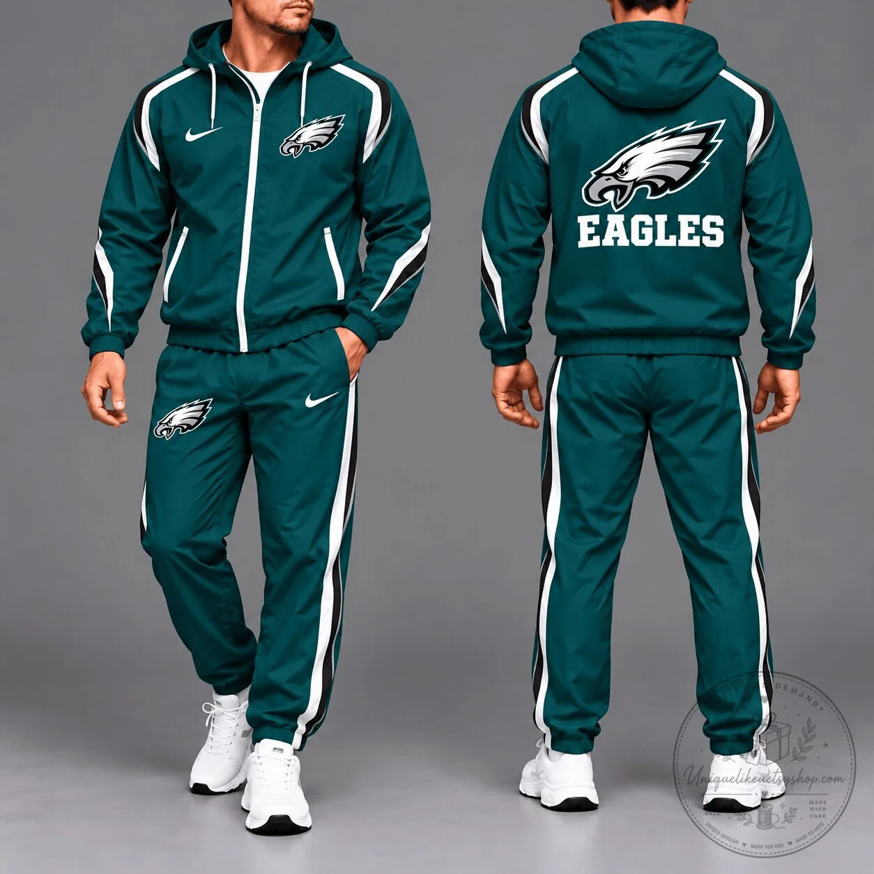 Philadelphia Eagles Nike Full-Zip Hooded Tracksuit Jacket and Pants Set