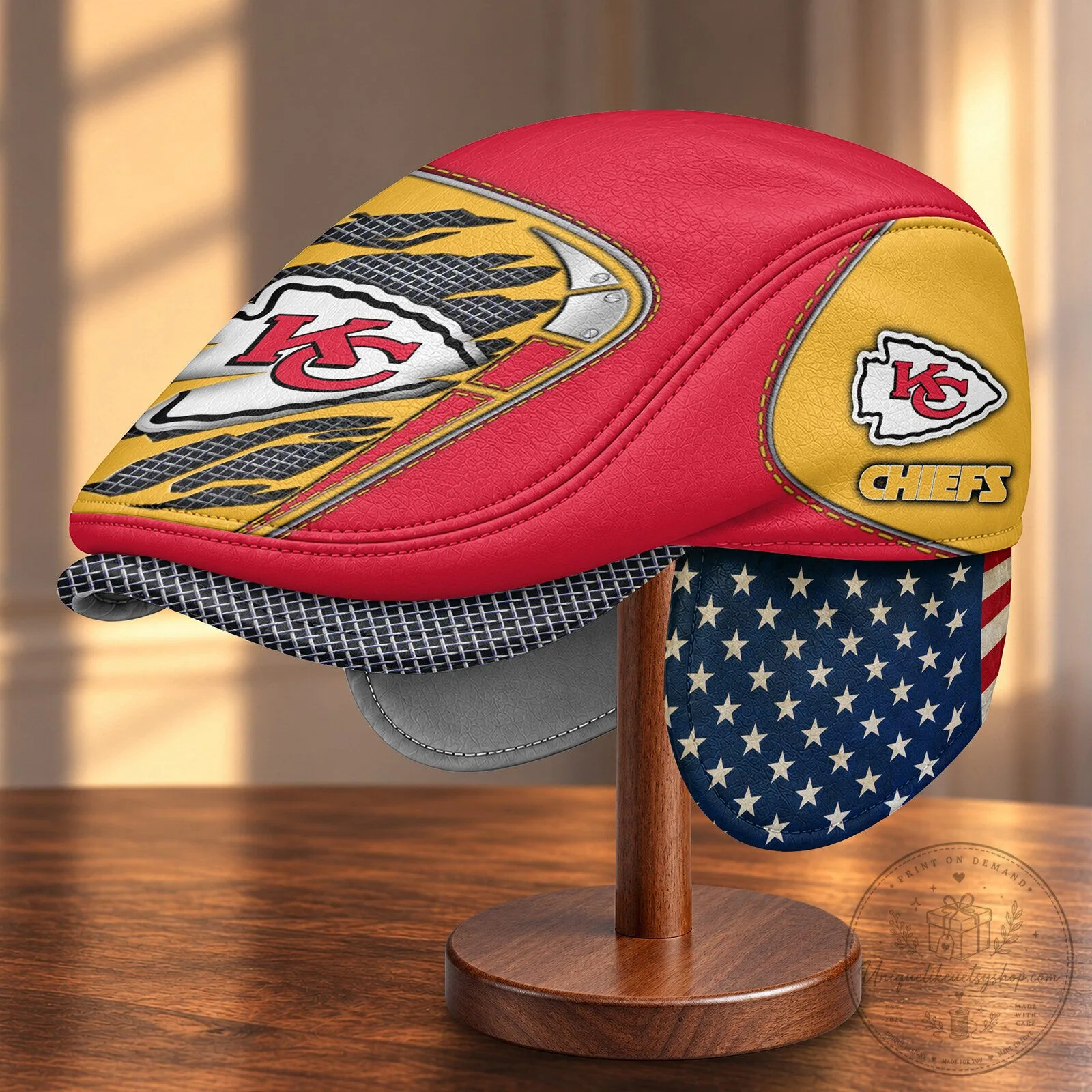 Kansas City Chiefs Flat Cap with Foldable Ear Flaps - NFL Gear