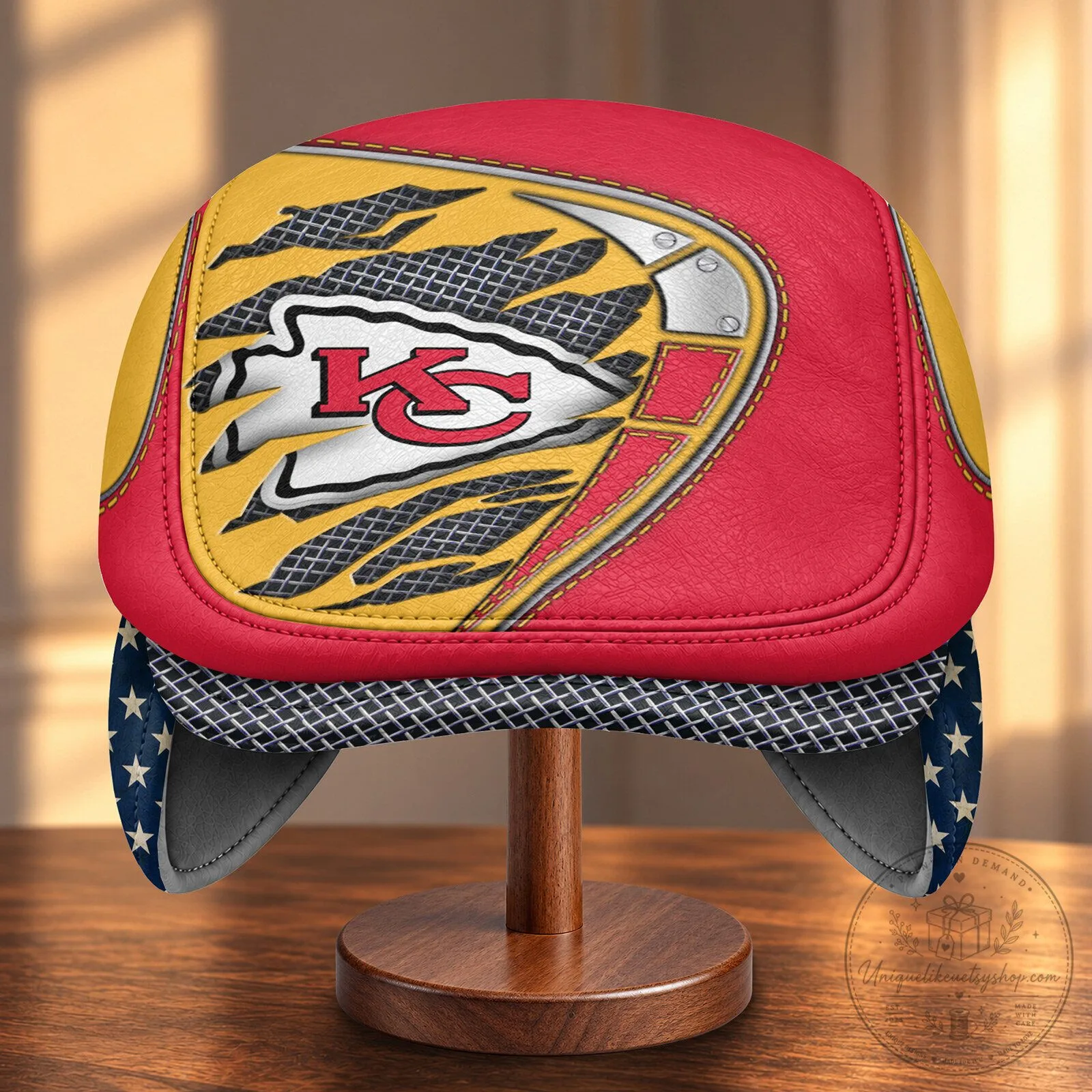 Kansas City Chiefs Flat Cap with Foldable Ear Flaps - NFL Gear 7 Kansas City Chiefs Flat Cap with Foldable Ear Flaps - NFL Gear