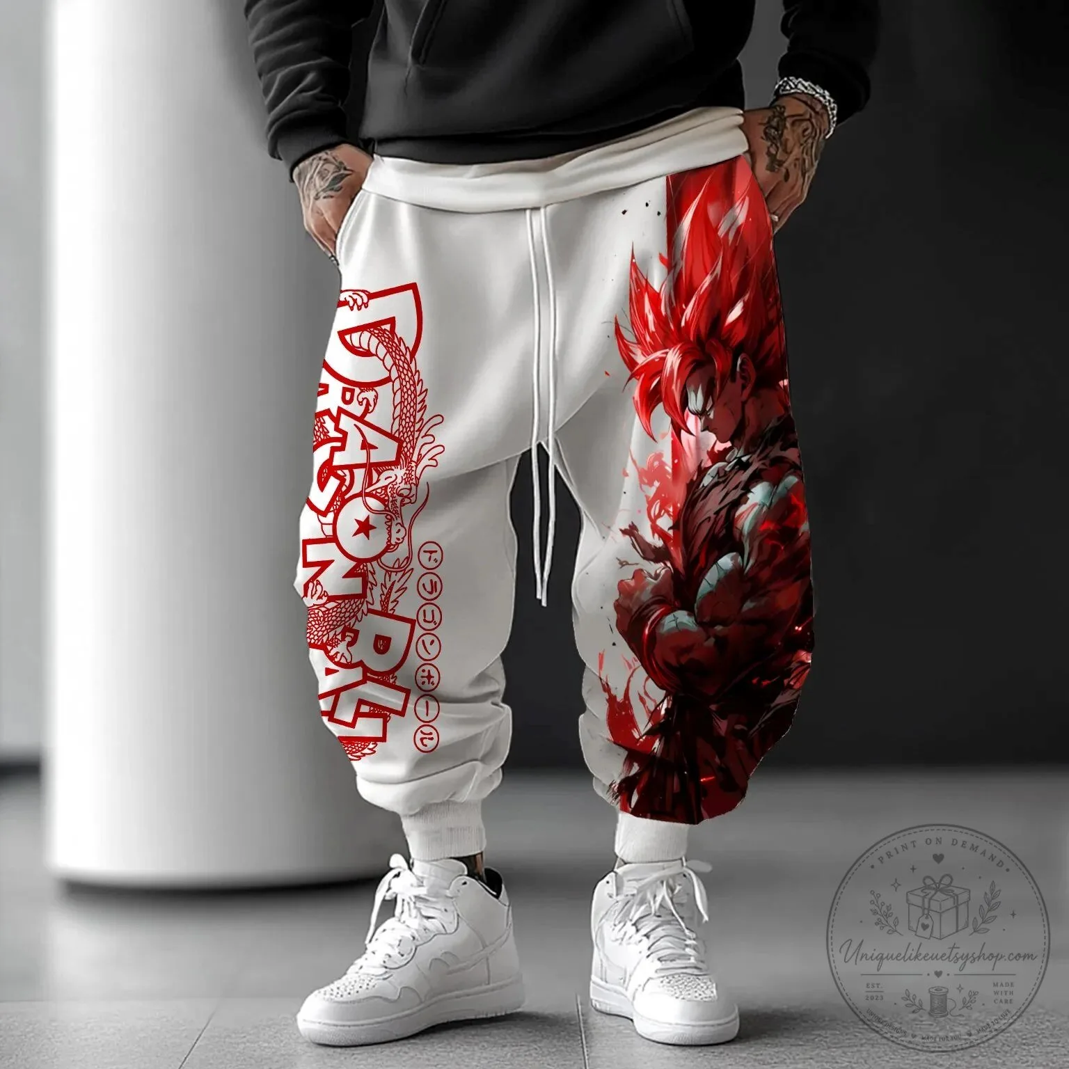 Dragon Ball Super Saiyan God Goku Red Anime Streetwear Pants