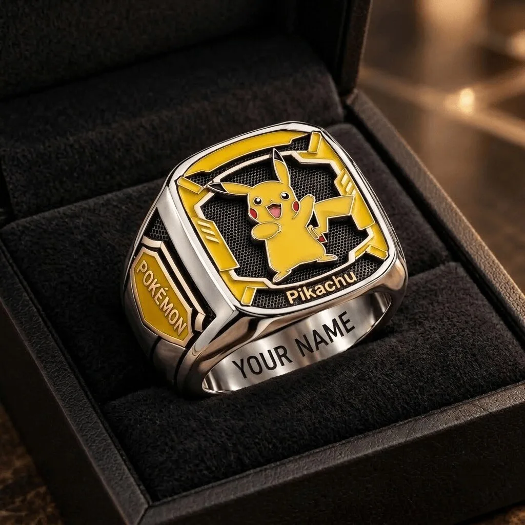 Pikachu Pokemon Custom Engraved Championship Ring