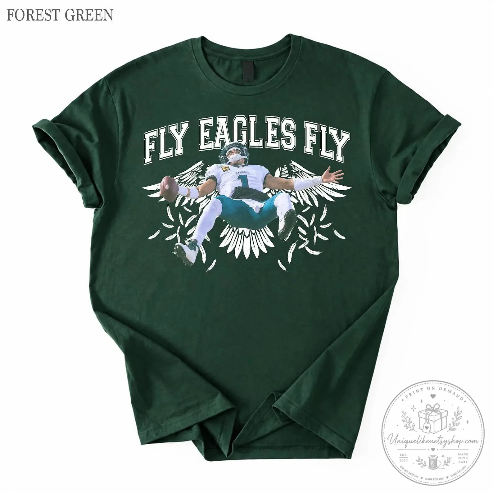 Philadelphia Eagles Jalen Hurts Fly Eagles Fly Forest Green T-Shirt