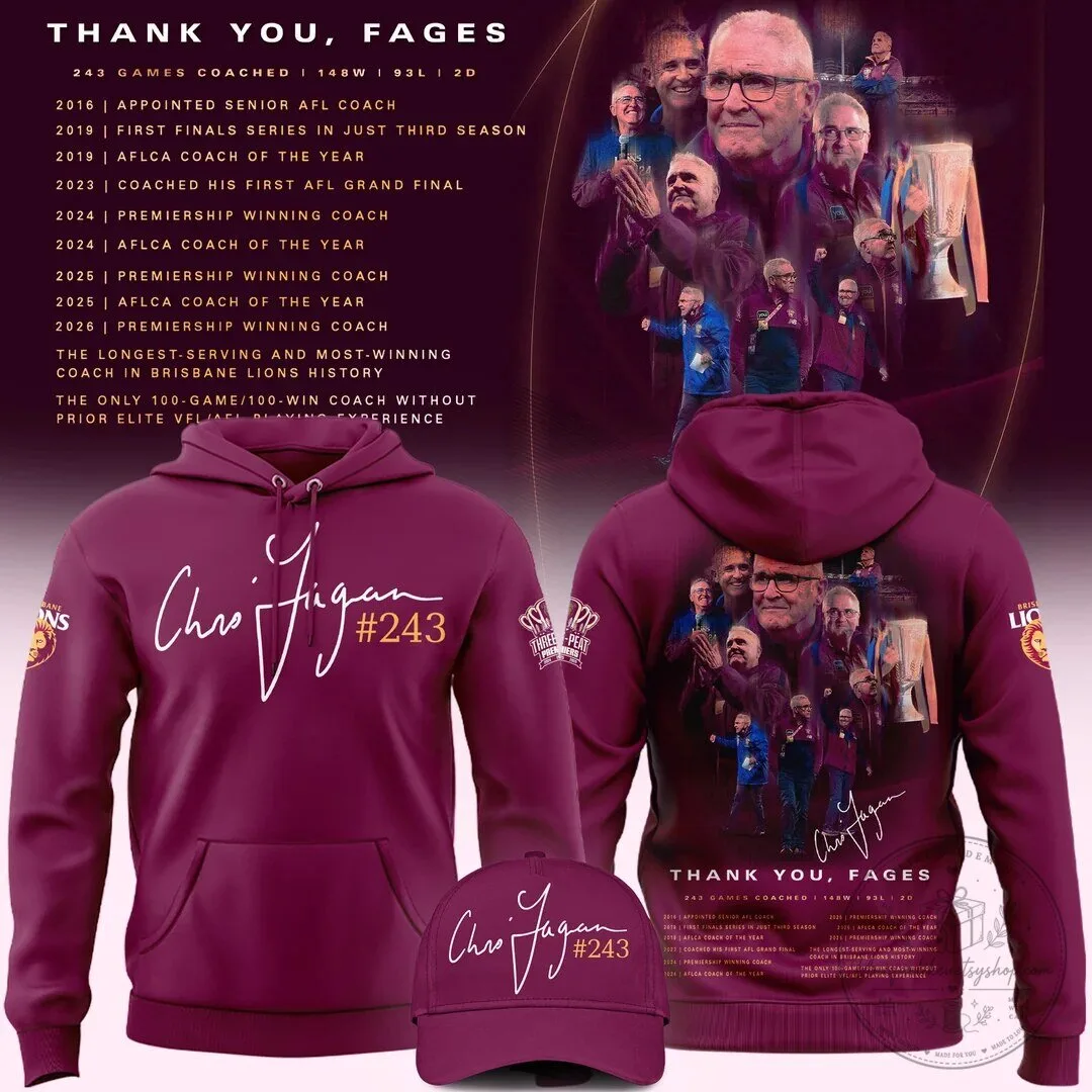 Chris Fagan Signature Hoodie - Thank You Fages from Brisbane Lions Coach