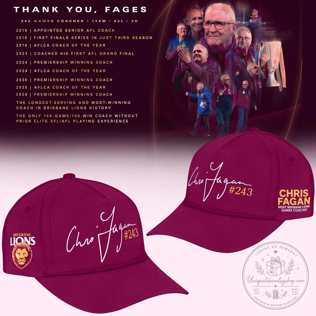 Chris Fagan Signature Hoodie - Thank You Fages from Brisbane Lions Coach 3 Chris Fagan Signature Hoodie - Thank You Fages from Brisbane Lions Coach
