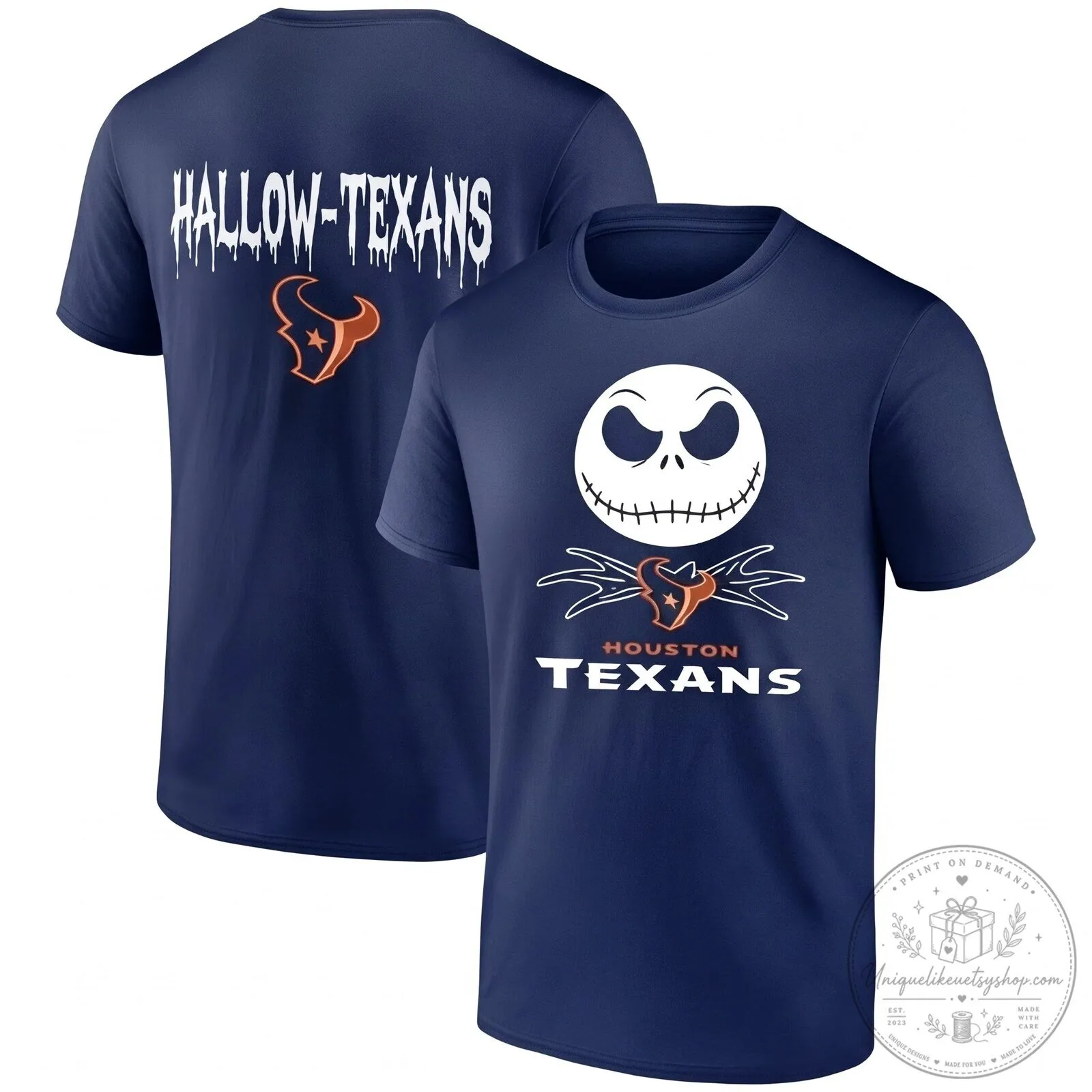 Houston Texans Halloween Jack Skellington Football Fan Black T-Shirt 6 Houston Texans Halloween Jack Skellington Football Fan Black T-Shirt