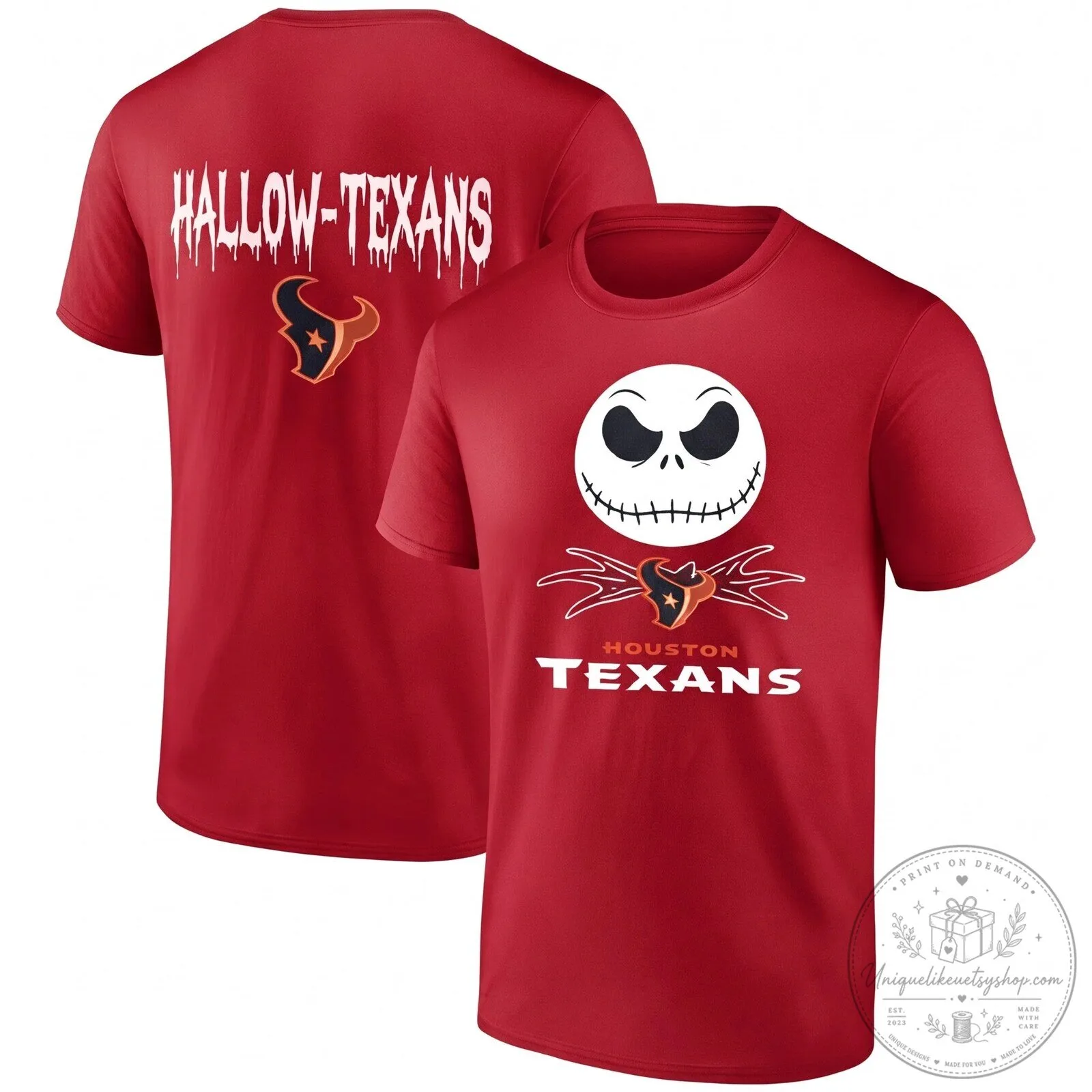 Houston Texans Halloween Jack Skellington Football Fan Black T-Shirt 8 Houston Texans Halloween Jack Skellington Football Fan Black T-Shirt