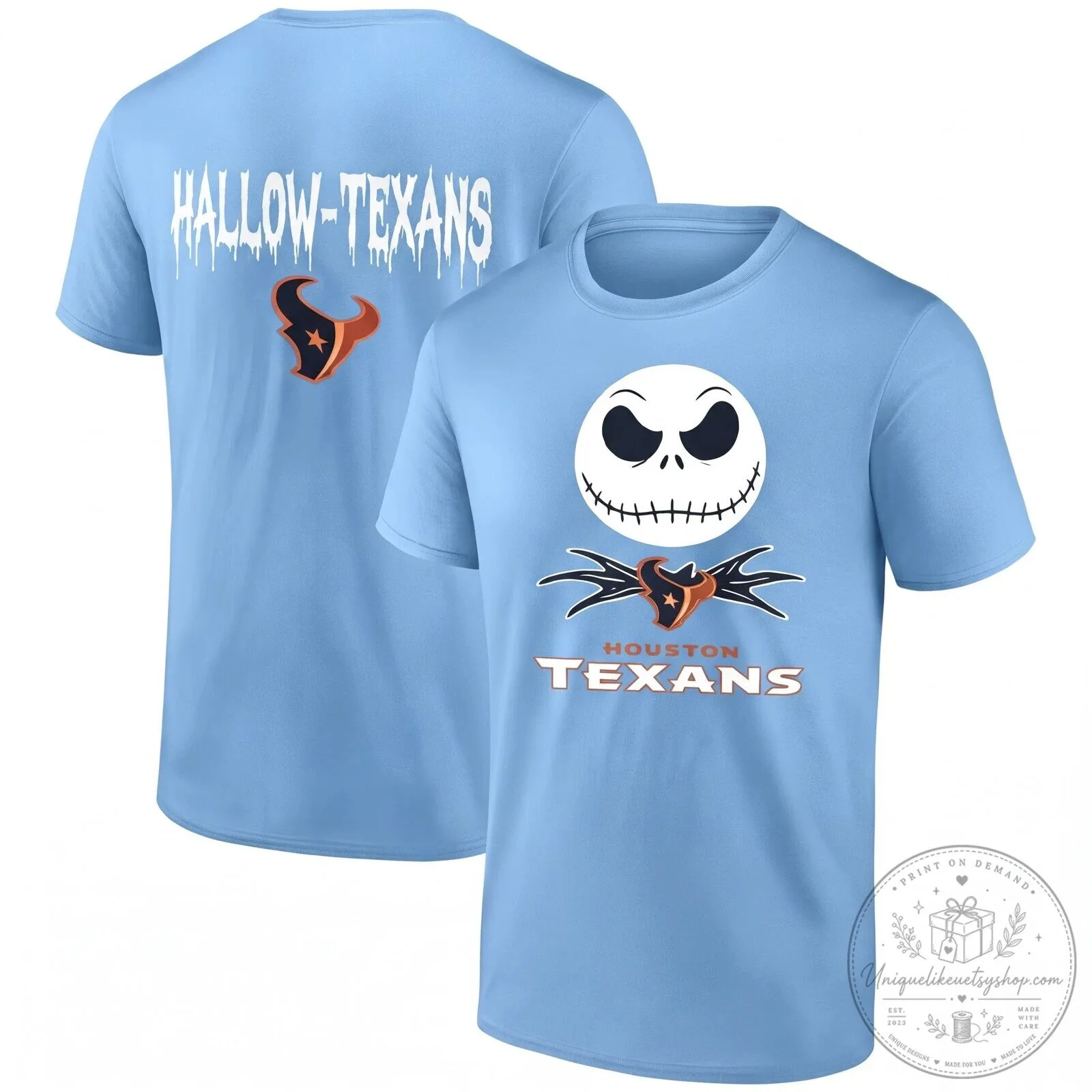Houston Texans Halloween Jack Skellington Football Fan Black T-Shirt 9 Houston Texans Halloween Jack Skellington Football Fan Black T-Shirt