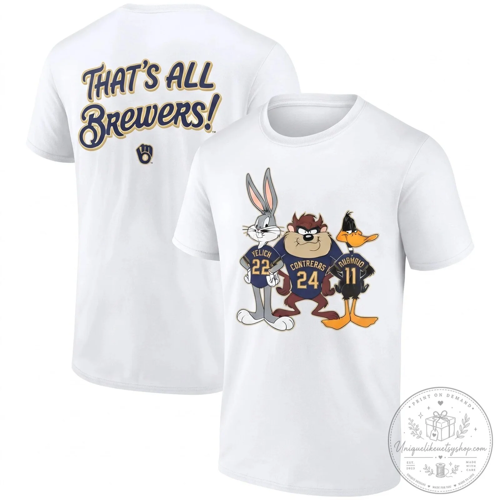 Milwaukee Brewers Looney Tunes Baseball Team Black Graphic T-Shirt 7 Milwaukee Brewers Looney Tunes Baseball Team Black Graphic T-Shirt