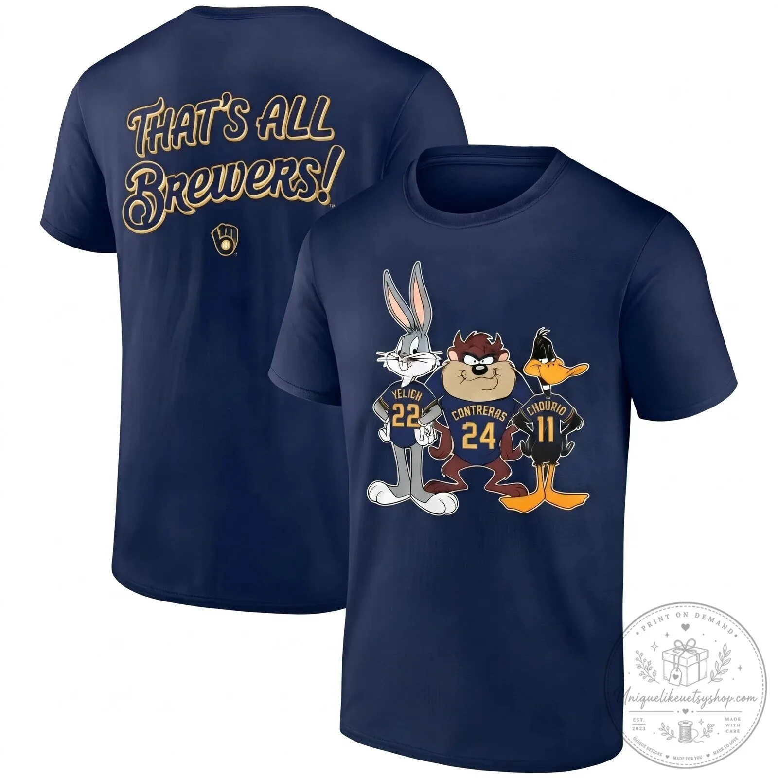 Milwaukee Brewers Looney Tunes Baseball Team Black Graphic T-Shirt 8 Milwaukee Brewers Looney Tunes Baseball Team Black Graphic T-Shirt