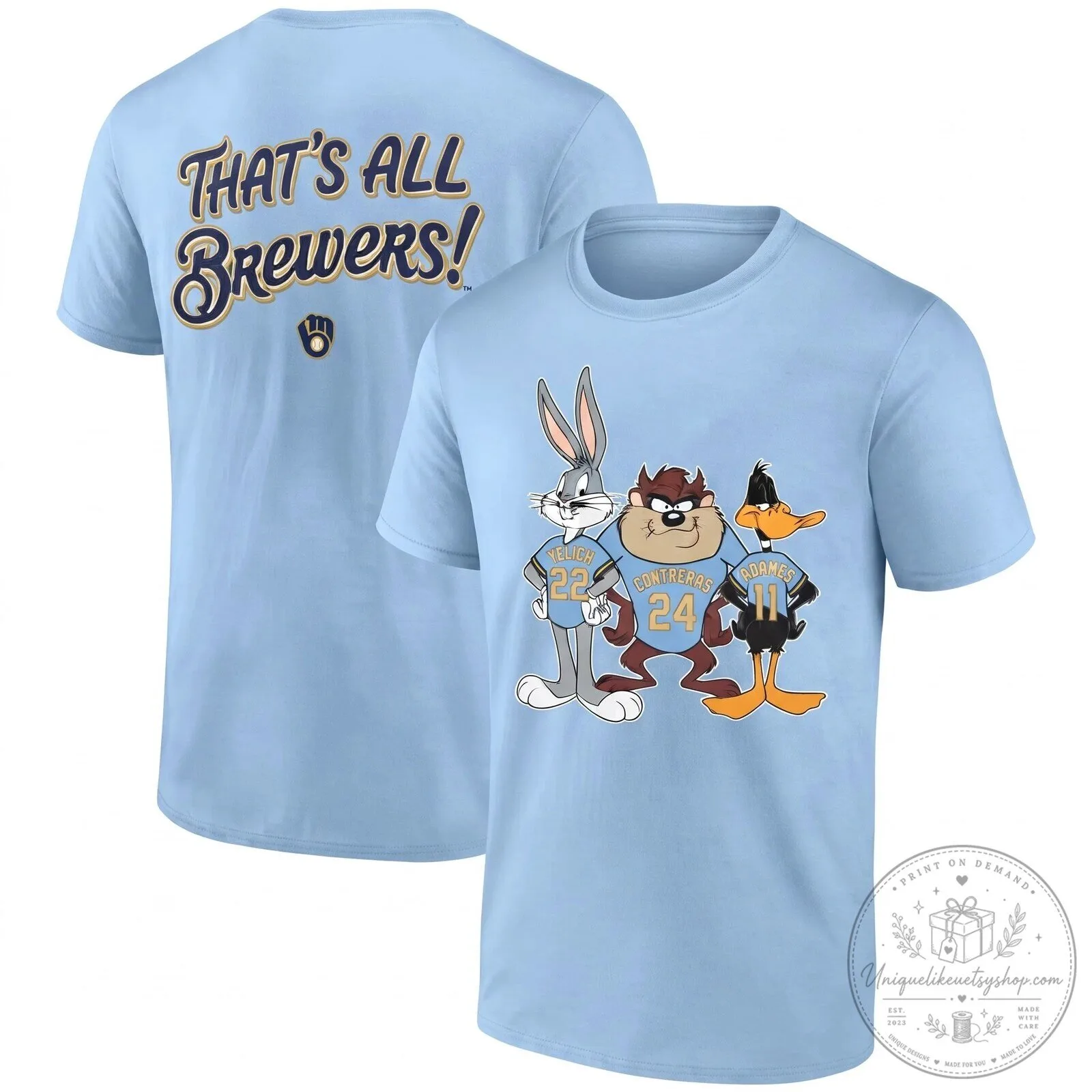 Milwaukee Brewers Looney Tunes Baseball Team Black Graphic T-Shirt 11 Milwaukee Brewers Looney Tunes Baseball Team Black Graphic T-Shirt