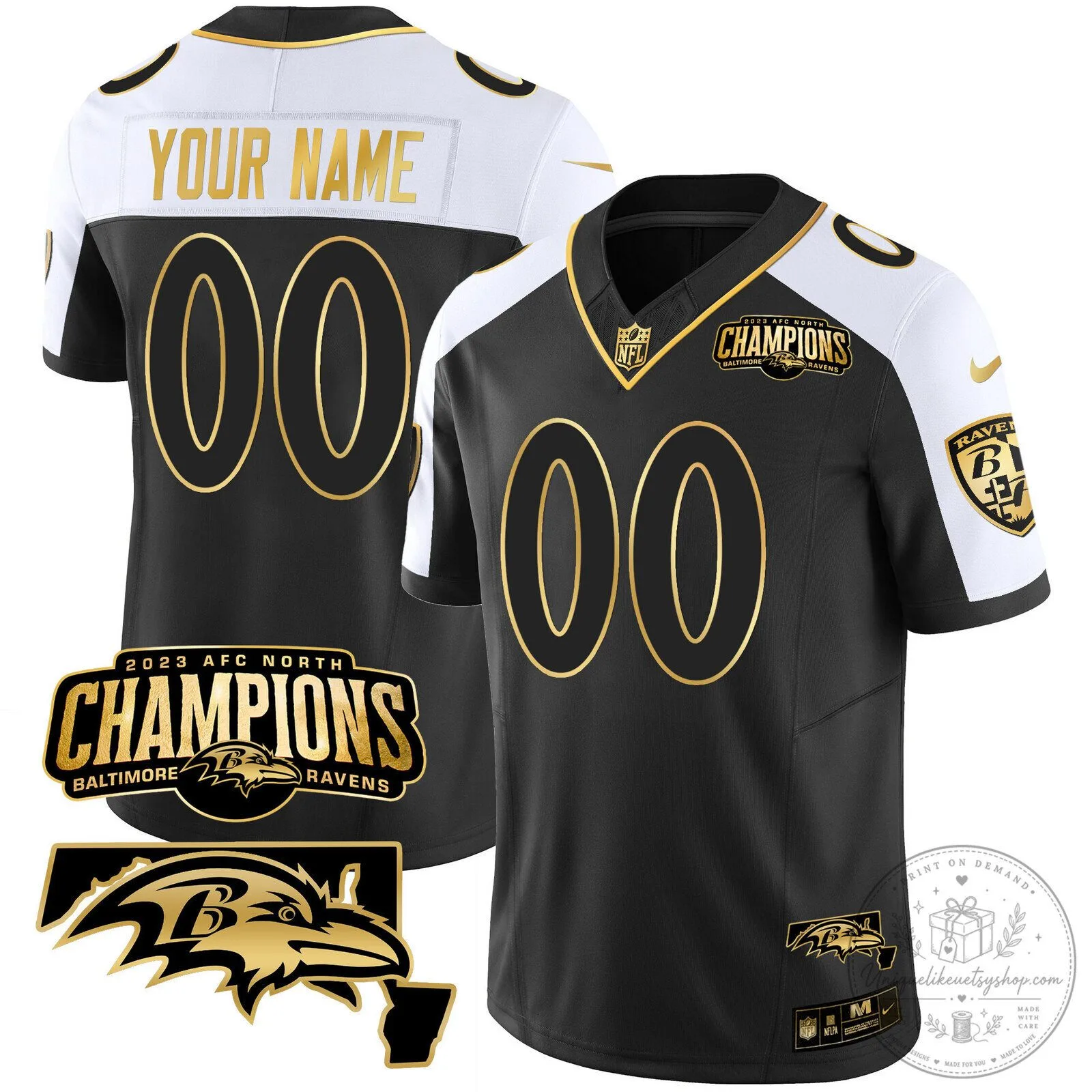 Custom Football Jersey for 2023 AFC North Champions - Baltimore Ravens