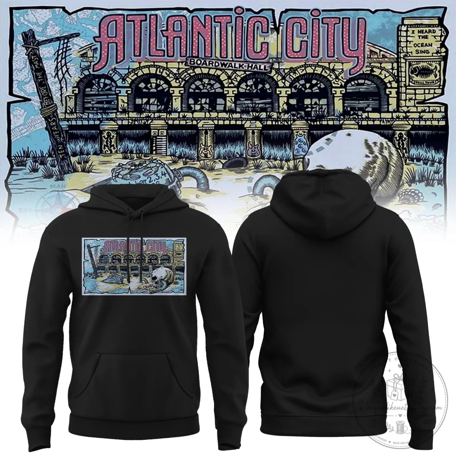 Phish Atlantic City Boardwalk Hall Concert Commemorative Black Hoodie