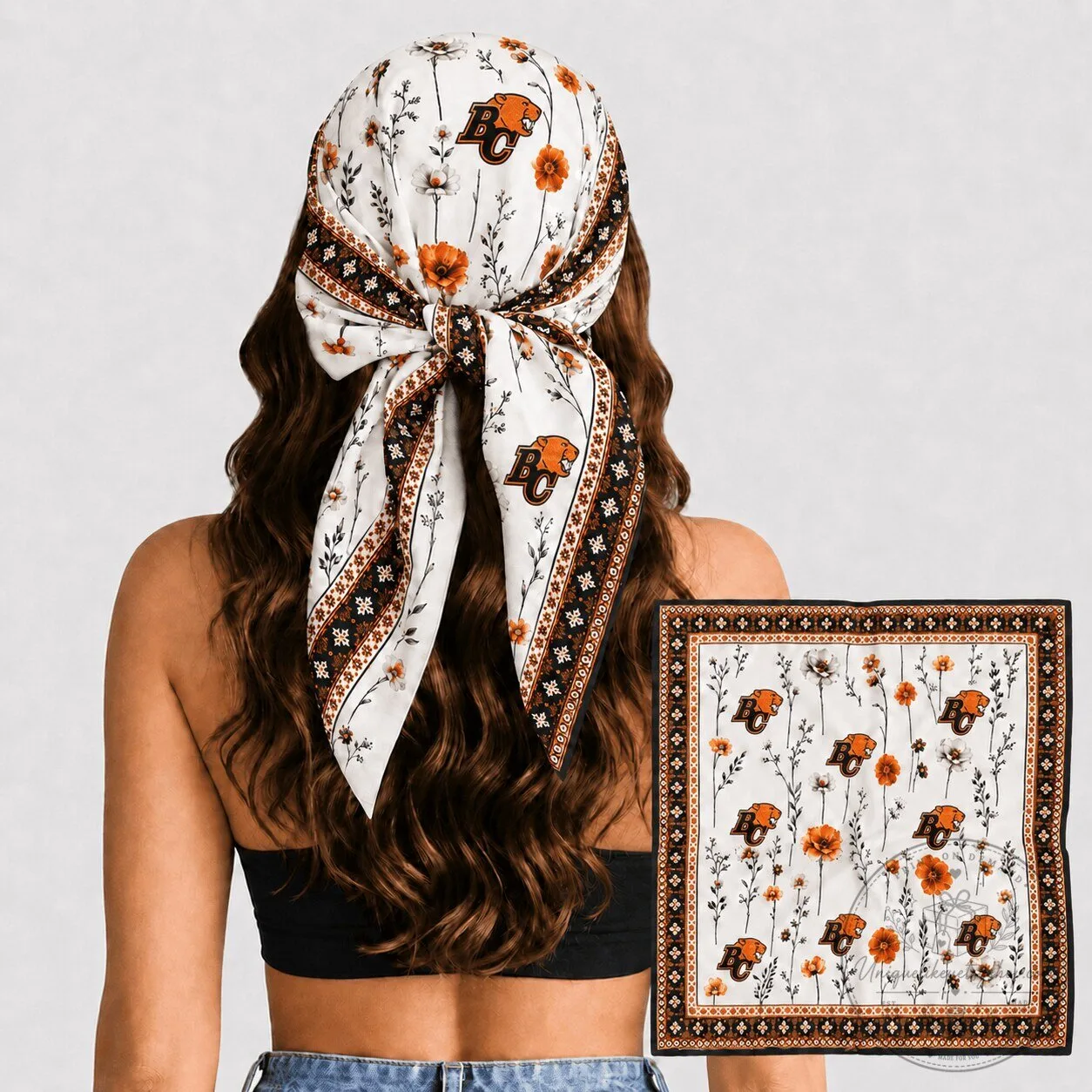 British Columbia Lions Canadian Football League Floral Pattern Scarf