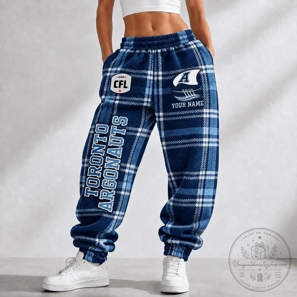Toronto Argonauts CFL Plaid Custom Name Blue Football Team Fan Pants