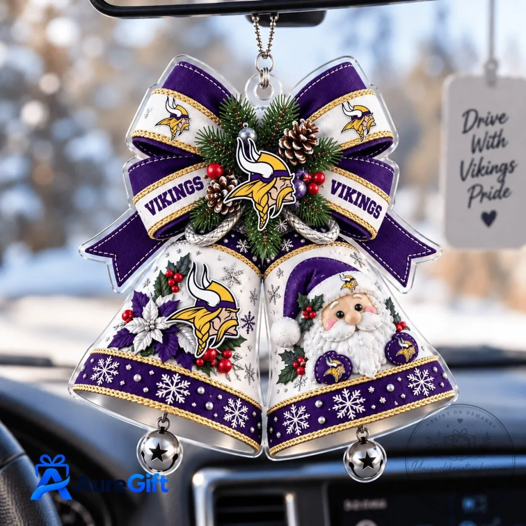 Minnesota Vikings Christmas Bells Holiday Acrylic Car Ornament Minnesota Vikings Christmas Bells Holiday Acrylic Car Ornament
