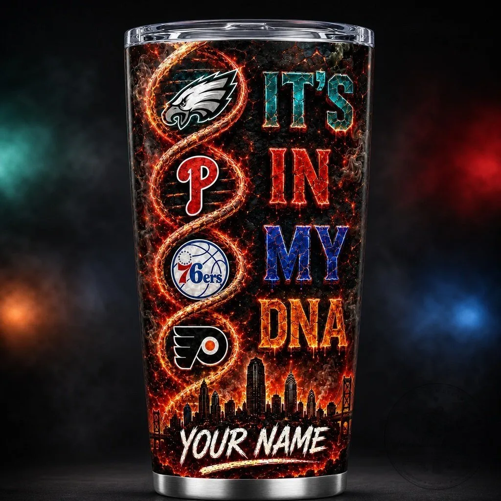 Personalized Stainless Steel Tumbler with "It's In My DNA" for Philadelphia Sports Teams