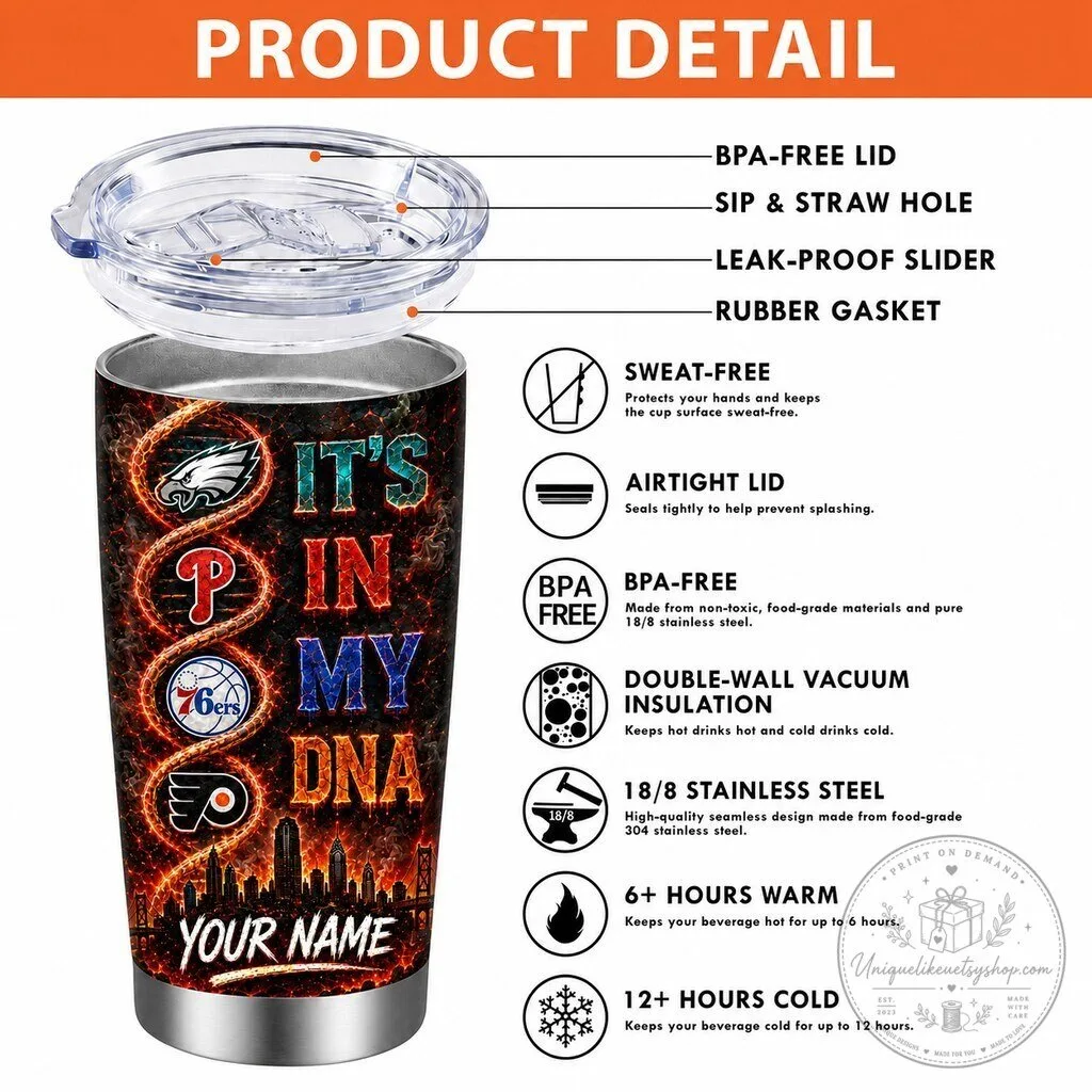Personalized Stainless Steel Tumbler with "It's In My DNA" for Philadelphia Sports Teams 9 personalized stainless steel tumbler with it s in my dna for philadelphia sports teams gallery 3