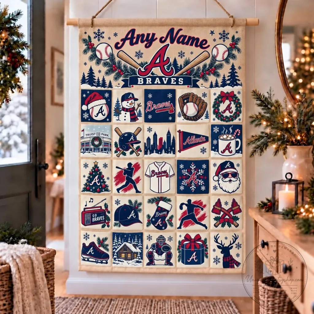 Atlanta Braves Christmas Holiday Wall Hanging Advent Calendar with Pockets Atlanta Braves Christmas Holiday Wall Hanging Advent Calendar with Pockets