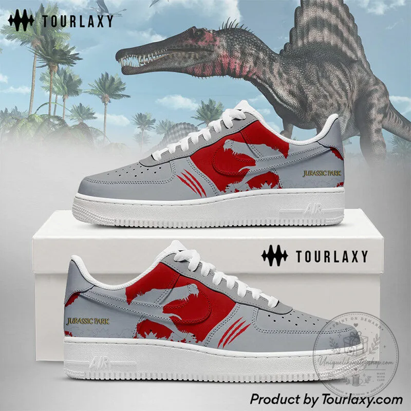 Jurassic Park Spinosaurus Dinosaur Gray Custom Design Sneakers Shoes