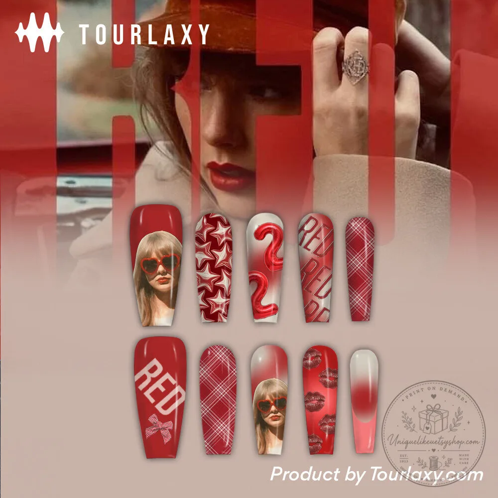 Taylor Swift Red Album Press-On Nails Set for Fans