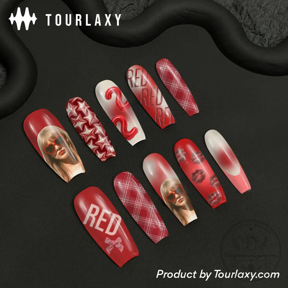 Taylor Swift Red Album Press-On Nails Set for Fans 4 Taylor Swift Red Album Press-On Nails Set for Fans