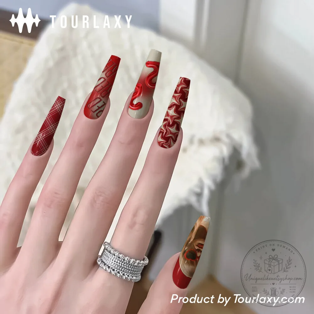 Taylor Swift Red Album Press-On Nails Set for Fans 5 Taylor Swift Red Album Press-On Nails Set for Fans