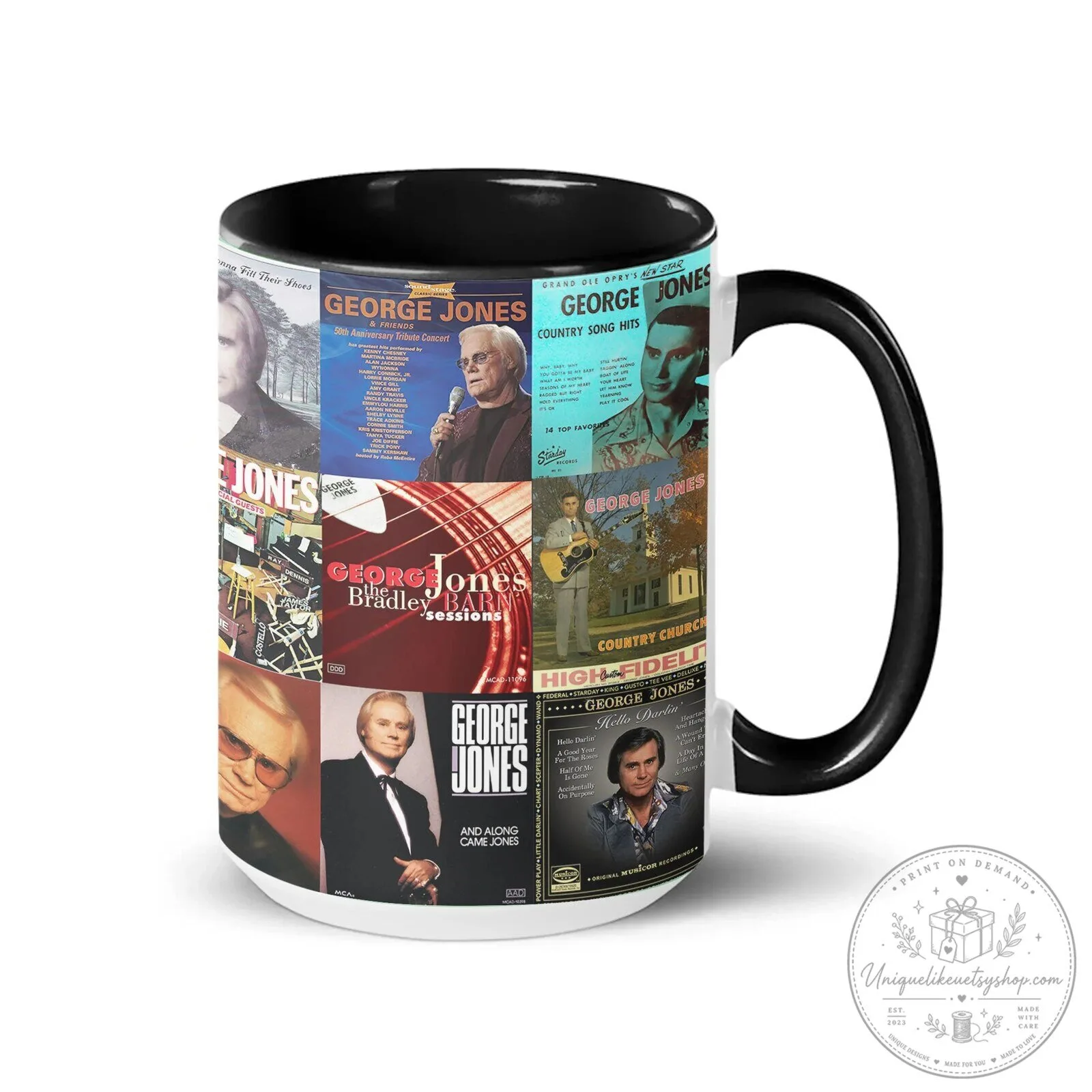 Country Music George Jones Album Covers Collage Coffee Mug 8 Country Music George Jones Album Covers Collage Coffee Mug