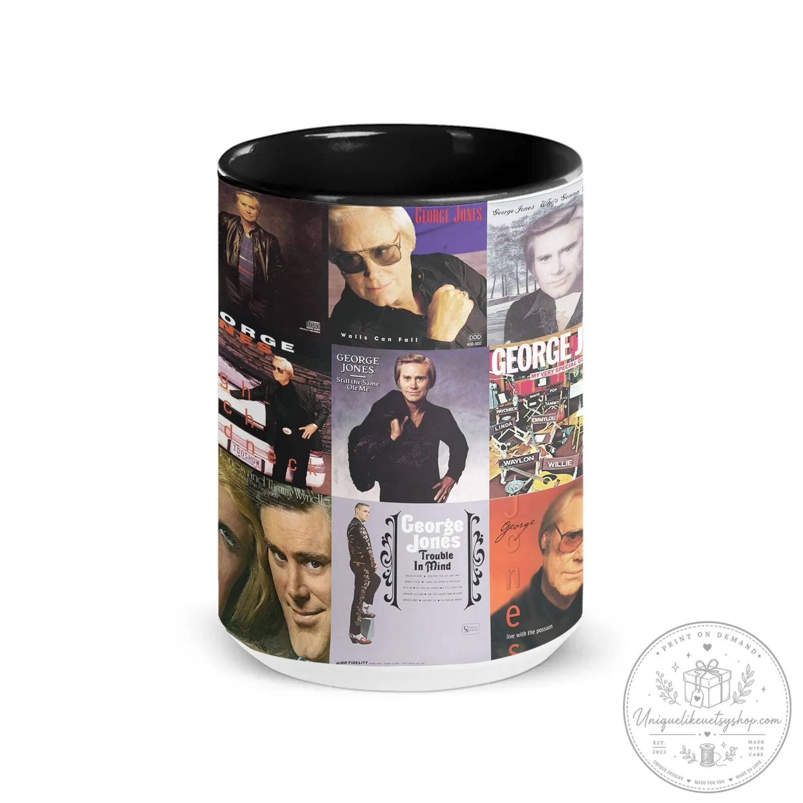 Country Music George Jones Album Covers Collage Coffee Mug 9 Country Music George Jones Album Covers Collage Coffee Mug