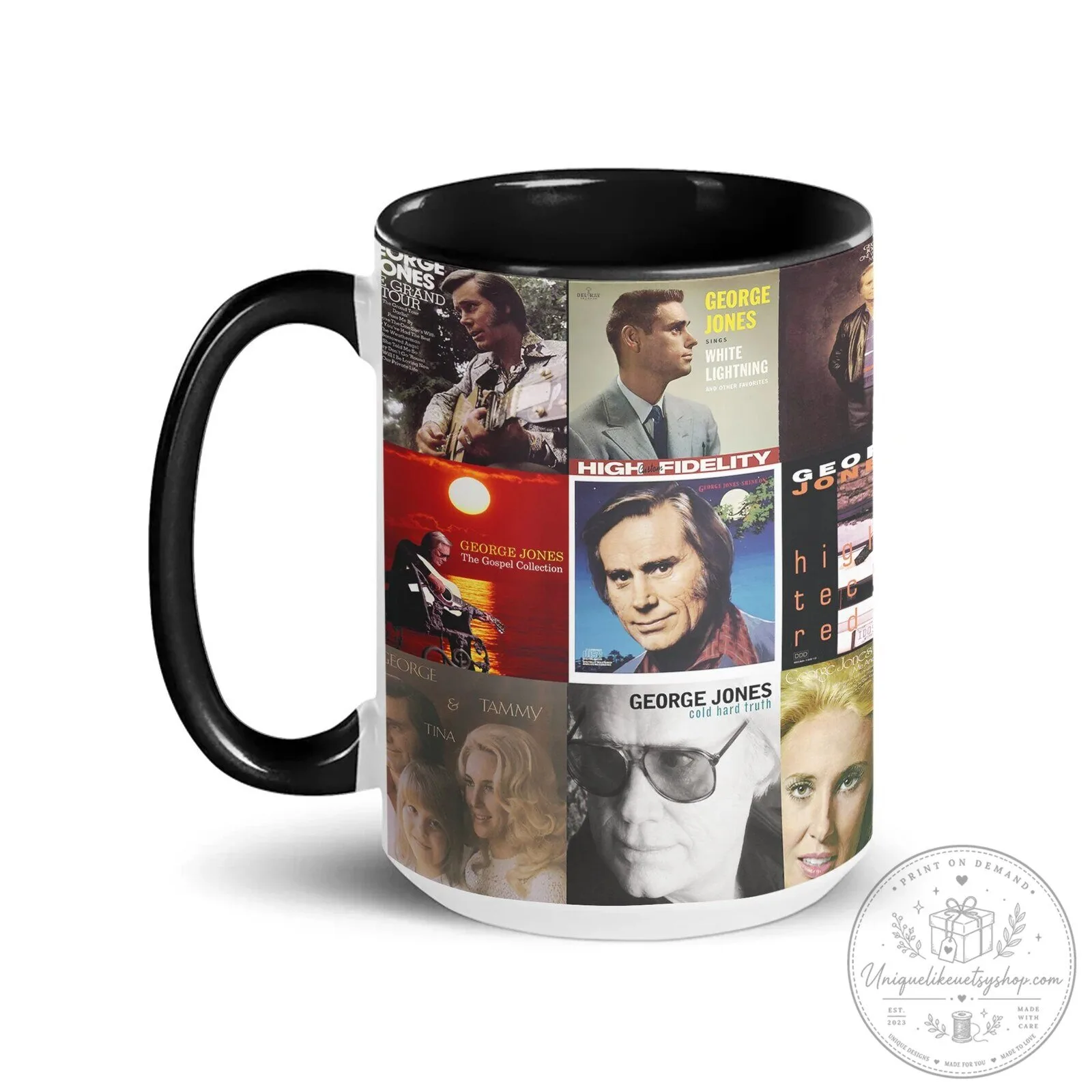 Country Music George Jones Album Covers Collage Coffee Mug 10 Country Music George Jones Album Covers Collage Coffee Mug