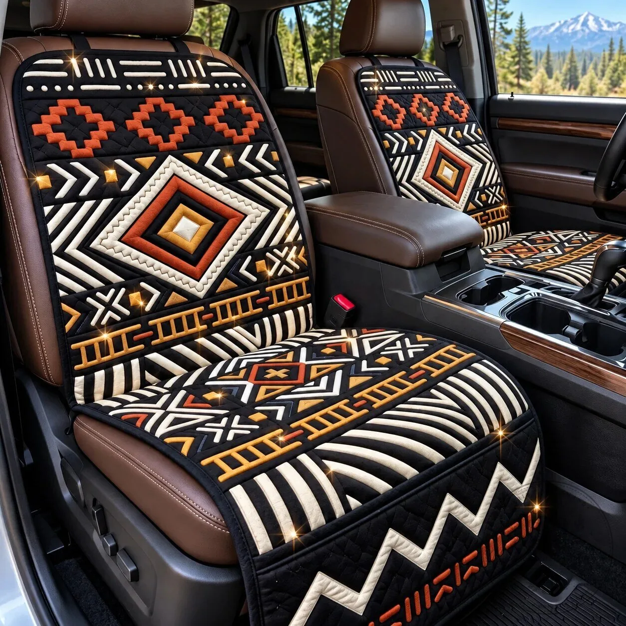 Geometric Tribal Pattern Quilted Car Seat Cover Protector