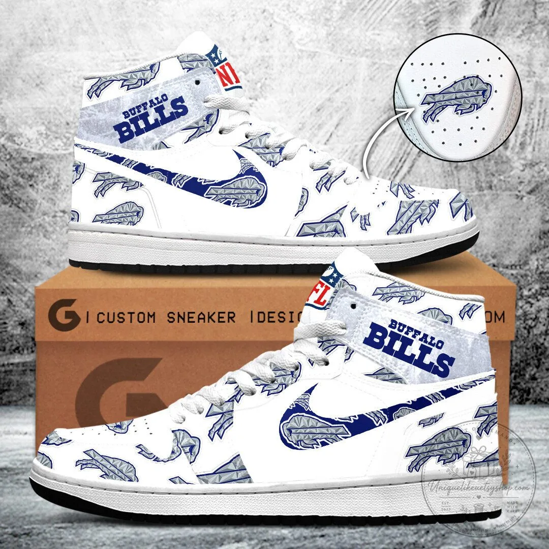 Buffalo Bills NFL Football Team Logo Pattern White High Top Sneakers