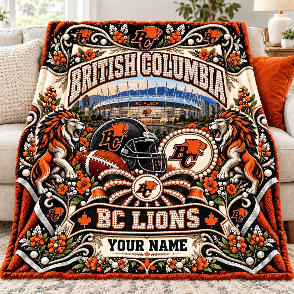 British Columbia Lions Football Team Personalized Plush Fleece Blanket British Columbia Lions Football Team Personalized Plush Fleece Blanket