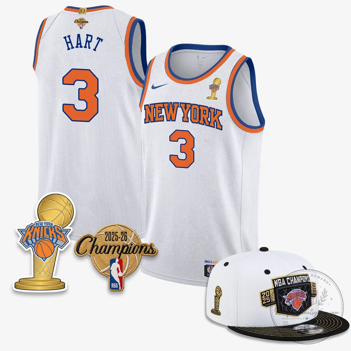 New York Knicks Jalen Brunson 2026 NBA Champions White Jersey 9 New York Knicks Jalen Brunson 2026 NBA Champions White Jersey