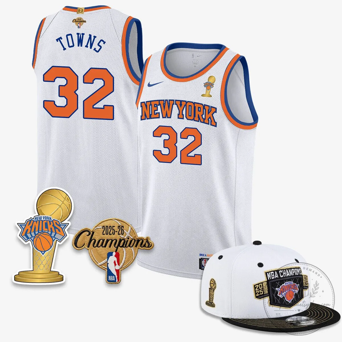 New York Knicks Jalen Brunson 2026 NBA Champions White Jersey 10 New York Knicks Jalen Brunson 2026 NBA Champions White Jersey