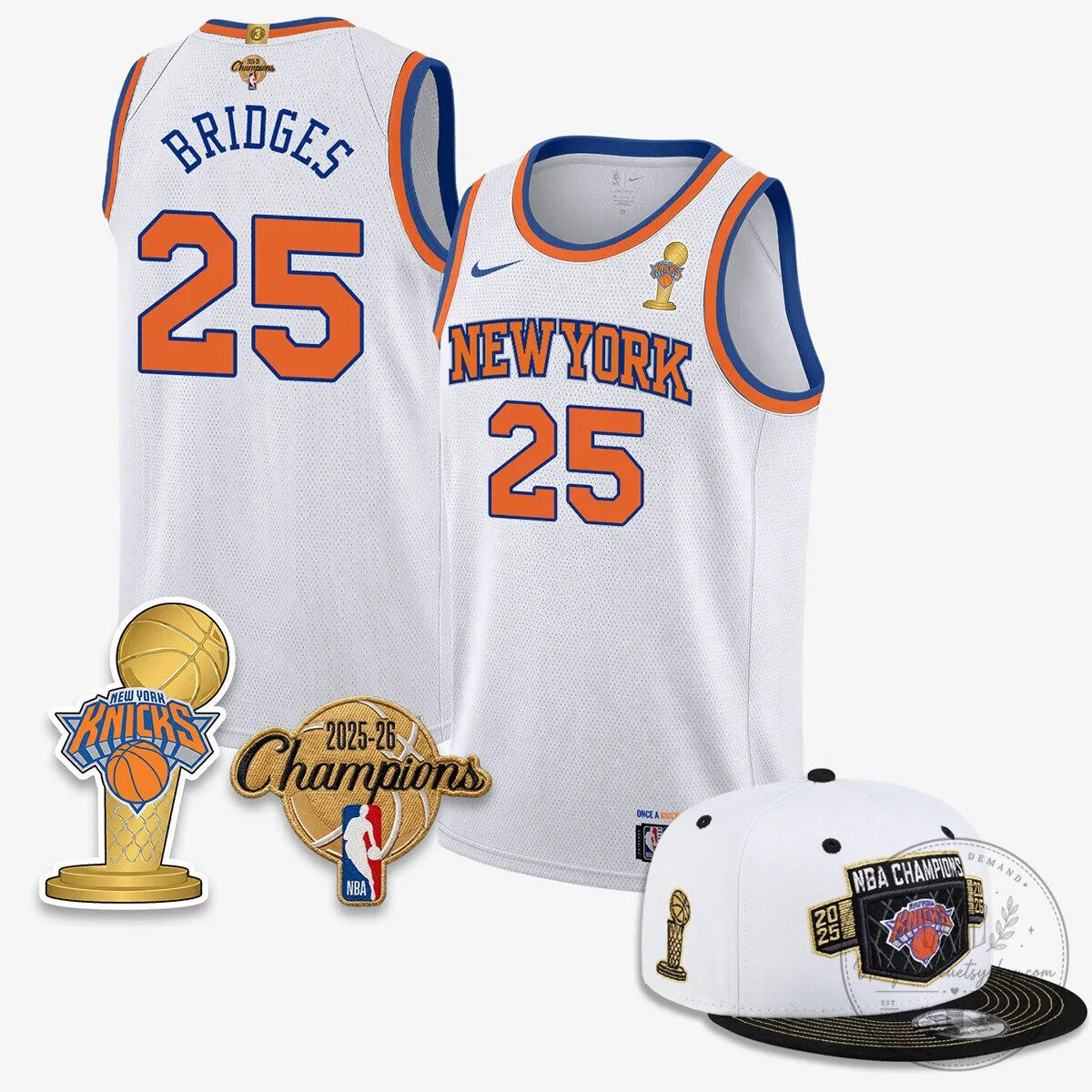 New York Knicks Jalen Brunson 2026 NBA Champions White Jersey 11 New York Knicks Jalen Brunson 2026 NBA Champions White Jersey