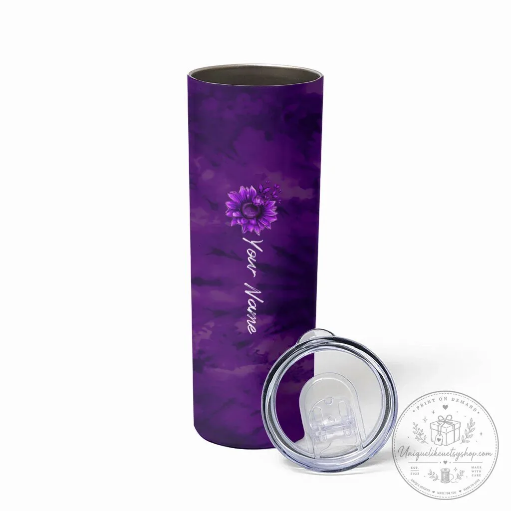Sunflower Tumbler Featuring Purple Ribbon for Domestic Violence Awareness: Nobody Fights Alone 6 Sunflower Tumbler Featuring Purple Ribbon for Domestic Violence Awareness: Nobody Fights Alone