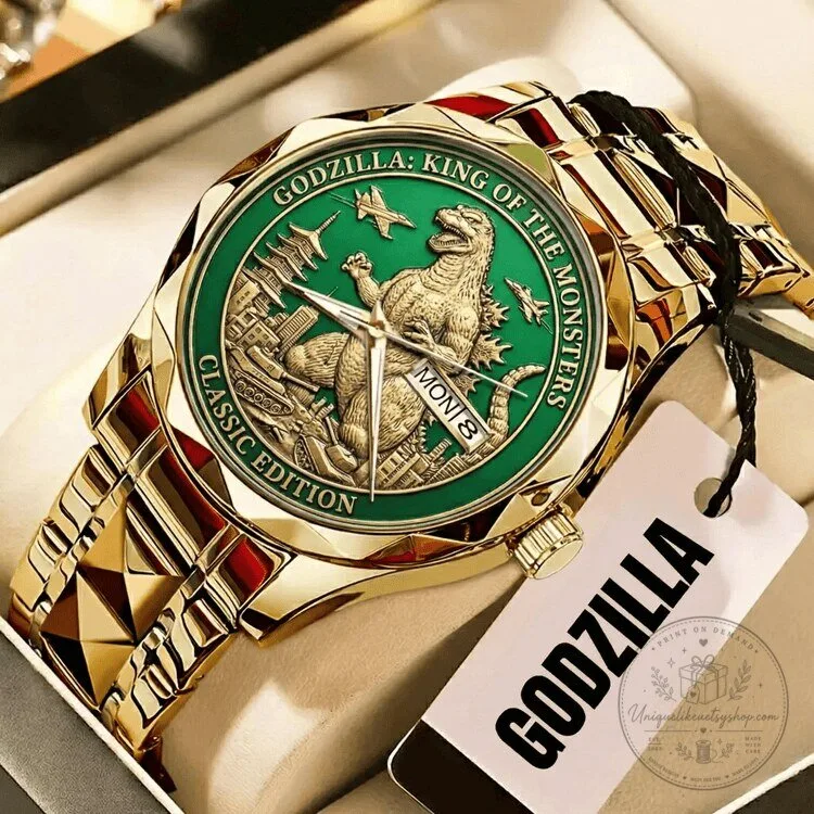Godzilla King of the Monsters Classic Edition Gold Tone Quartz Watch
