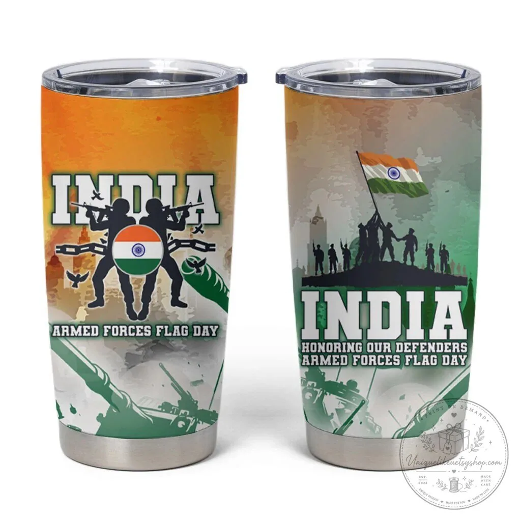 India Armed Forces Flag Day Honoring Our Defenders Military Tumbler