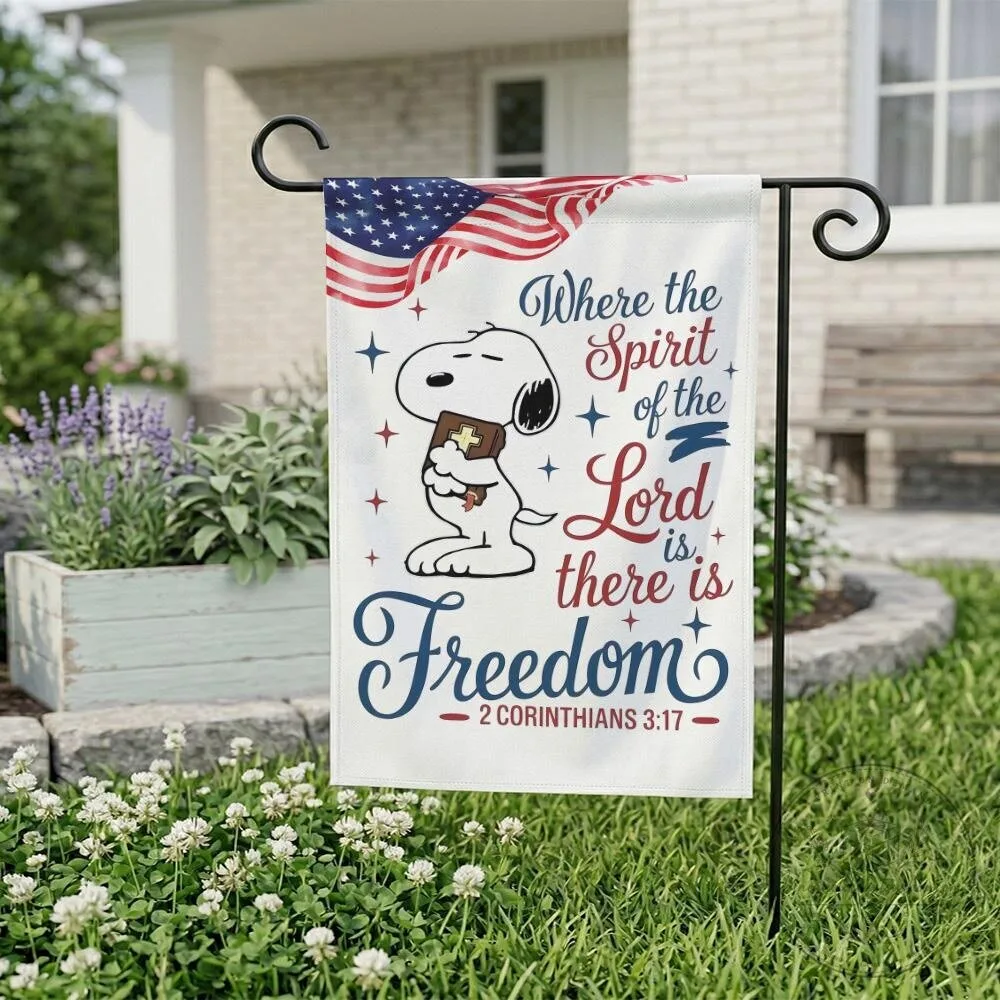 Snoopy Patriotic American Flag Freedom Bible Verse Garden Flag 14 Snoopy Patriotic American Flag Freedom Bible Verse Garden Flag