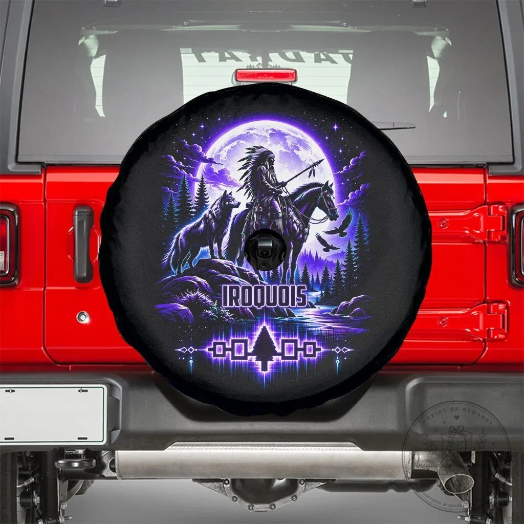 Iroquois Native American Warrior Wolf Moon Forest Spare Tire Cover 8 Iroquois Native American Warrior Wolf Moon Forest Spare Tire Cover
