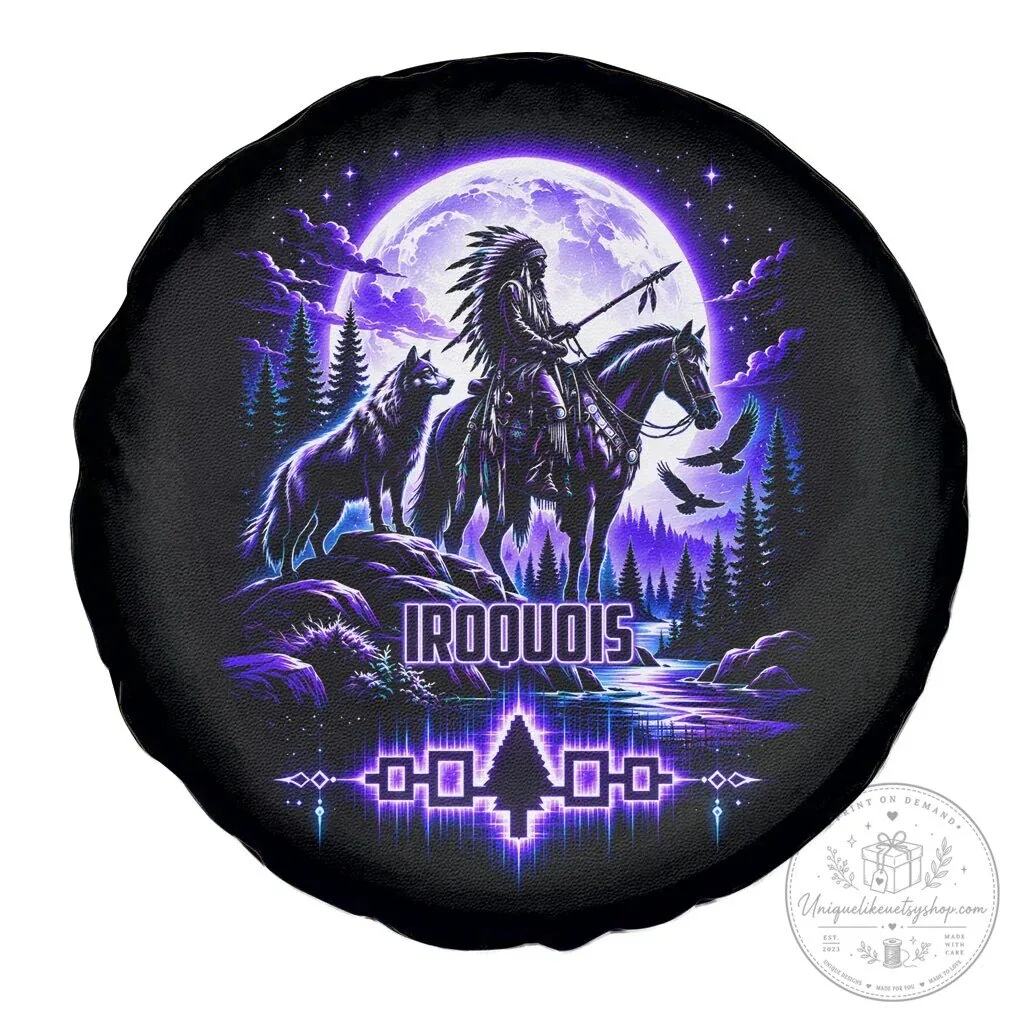 Iroquois Native American Warrior Wolf Moon Forest Spare Tire Cover 9 Iroquois Native American Warrior Wolf Moon Forest Spare Tire Cover