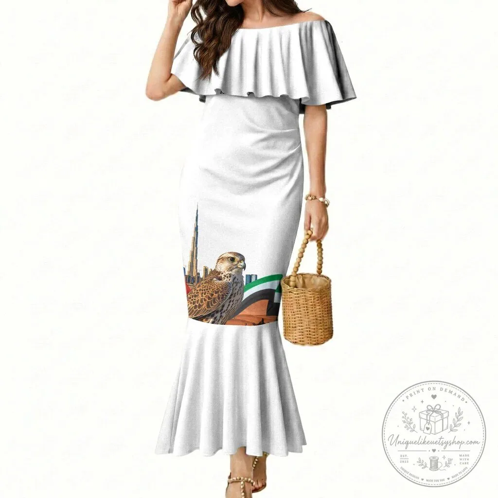 United Arab Emirates National Day Falcon Burj Khalifa Mermaid Dress 2 United Arab Emirates National Day Falcon Burj Khalifa Mermaid Dress