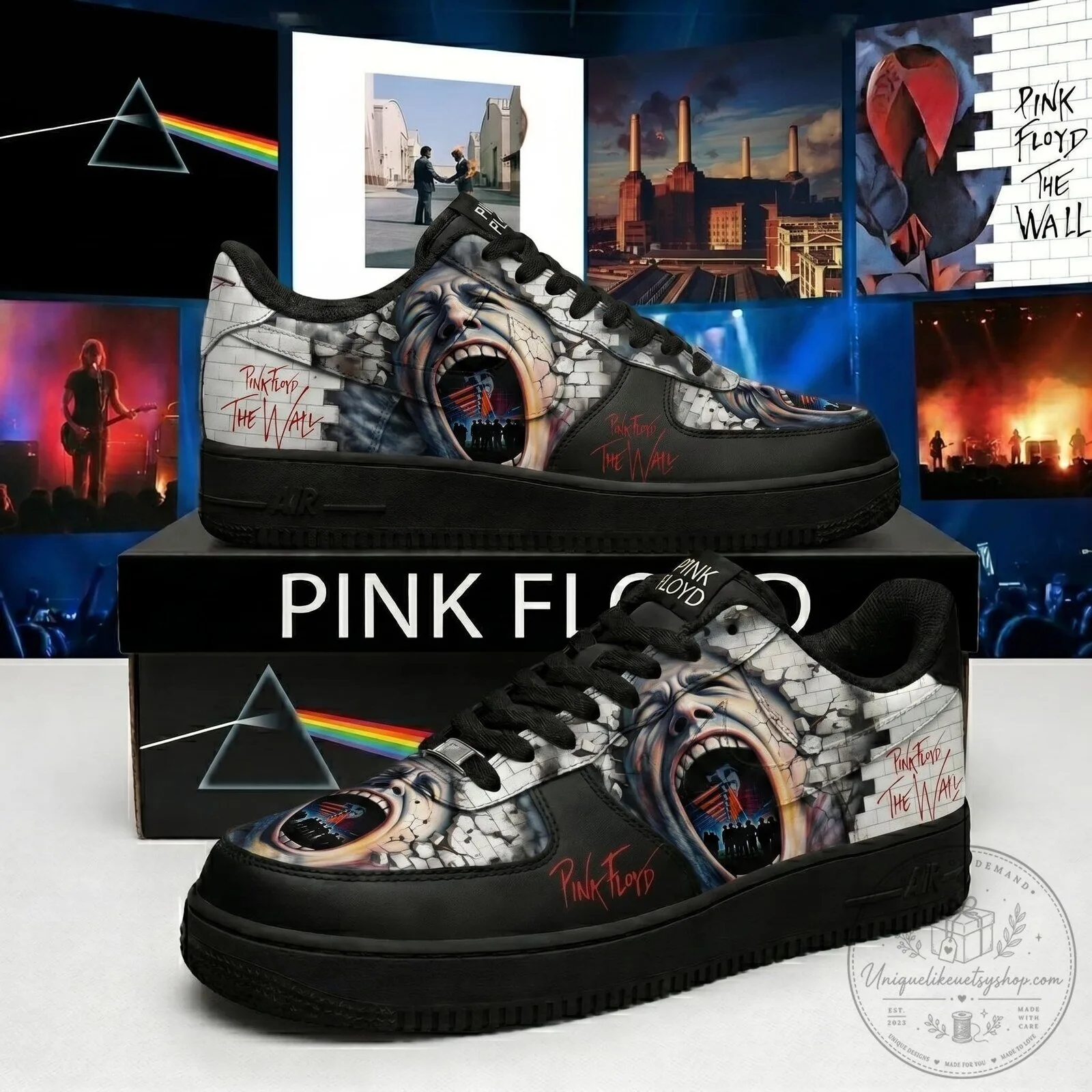 Pink Floyd The Wall Album Art Black Low Top Sneakers