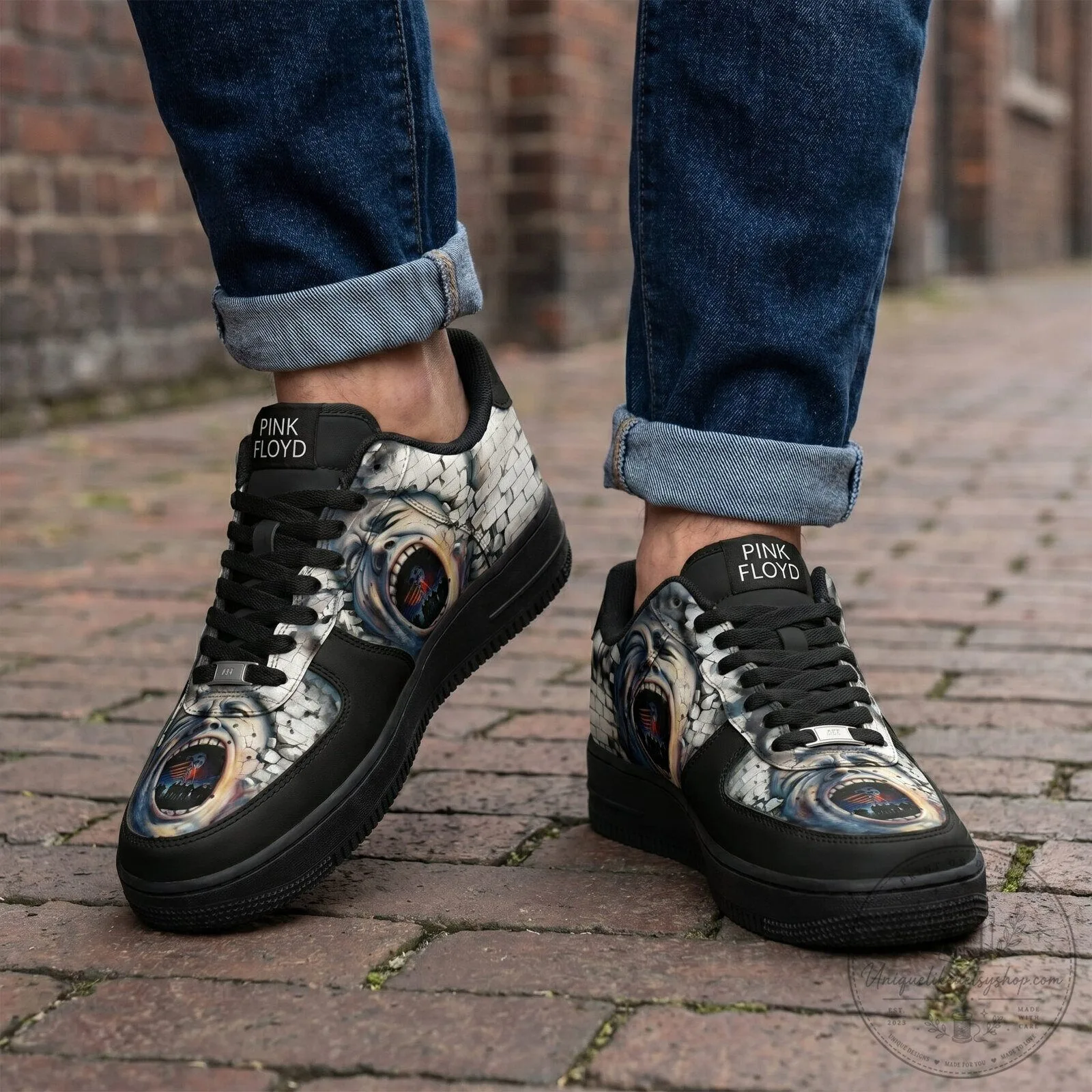 Pink Floyd The Wall Album Art Black Low Top Sneakers 7 Pink Floyd The Wall Album Art Black Low Top Sneakers