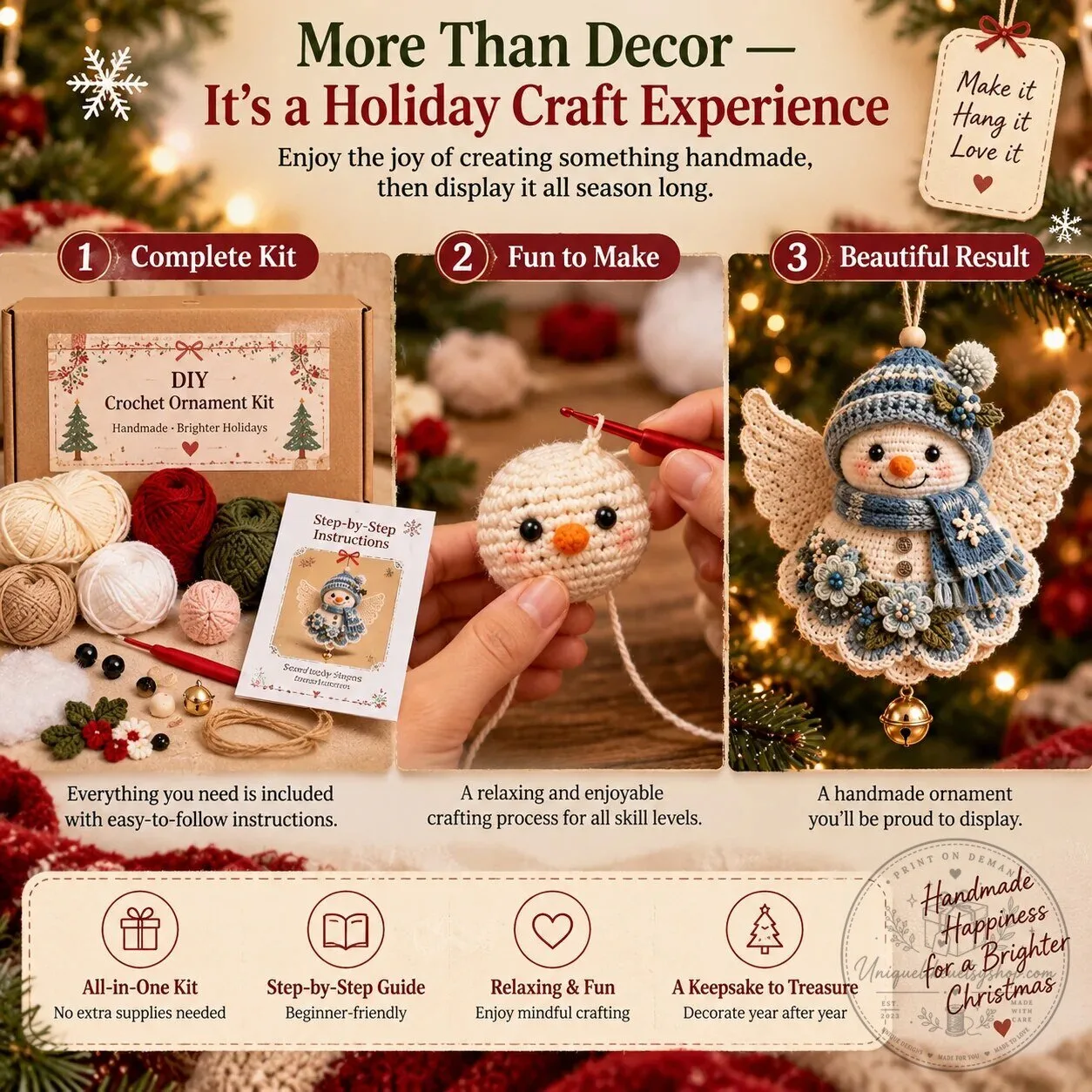 DIY Crochet Christmas Angel Ornament Kit Handmade Holiday Tree Decoration 13 DIY Crochet Christmas Angel Ornament Kit Handmade Holiday Tree Decoration