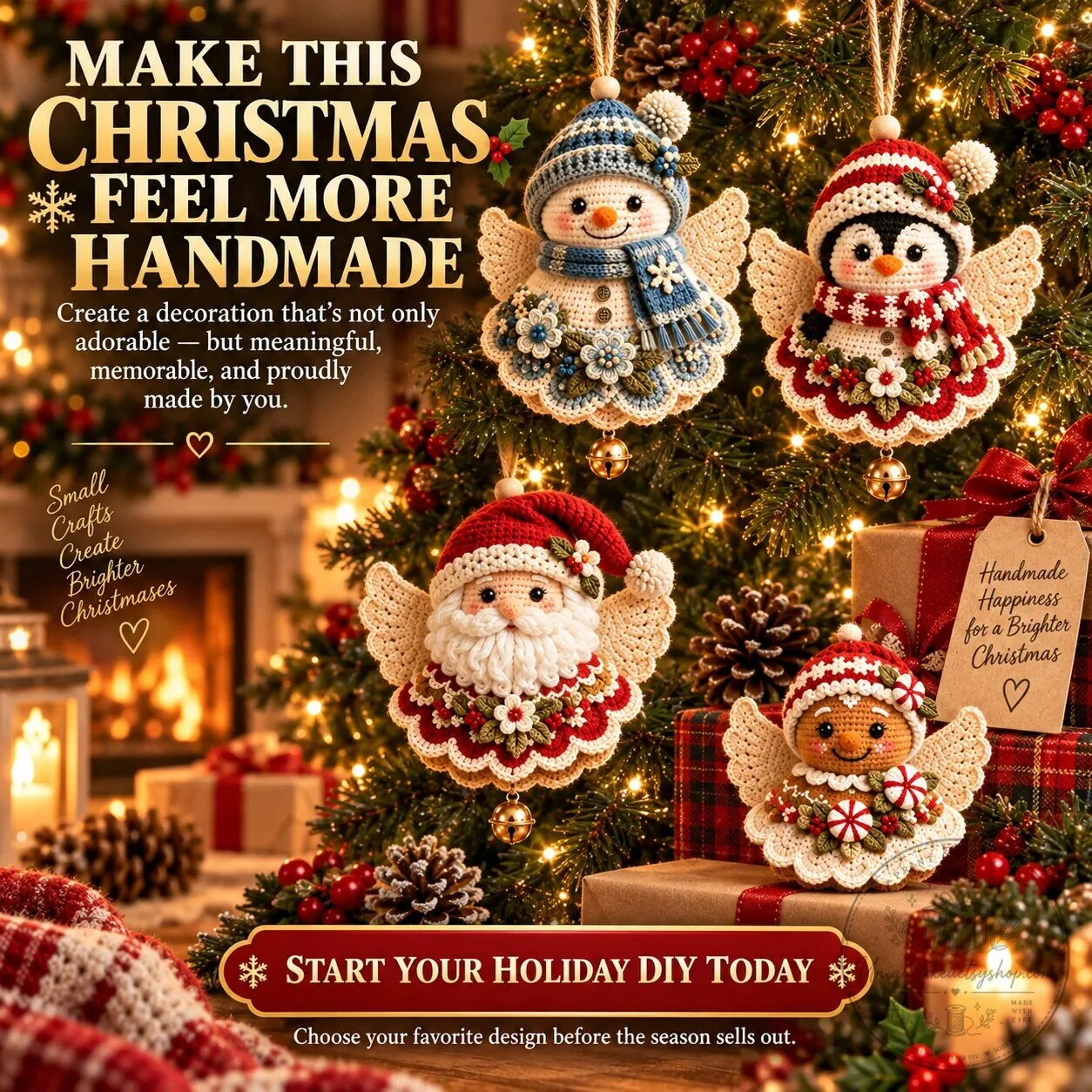 DIY Crochet Christmas Angel Ornament Kit Handmade Holiday Tree Decoration 15 DIY Crochet Christmas Angel Ornament Kit Handmade Holiday Tree Decoration
