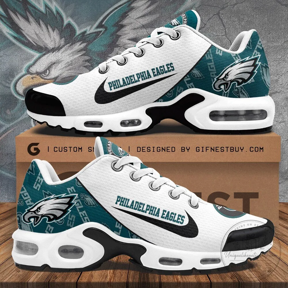 Philadelphia Eagles NFL Team Logo White and Teal Air Max Shoes 1 Philadelphia Eagles NFL Team Logo White and Teal Air Max Shoes
