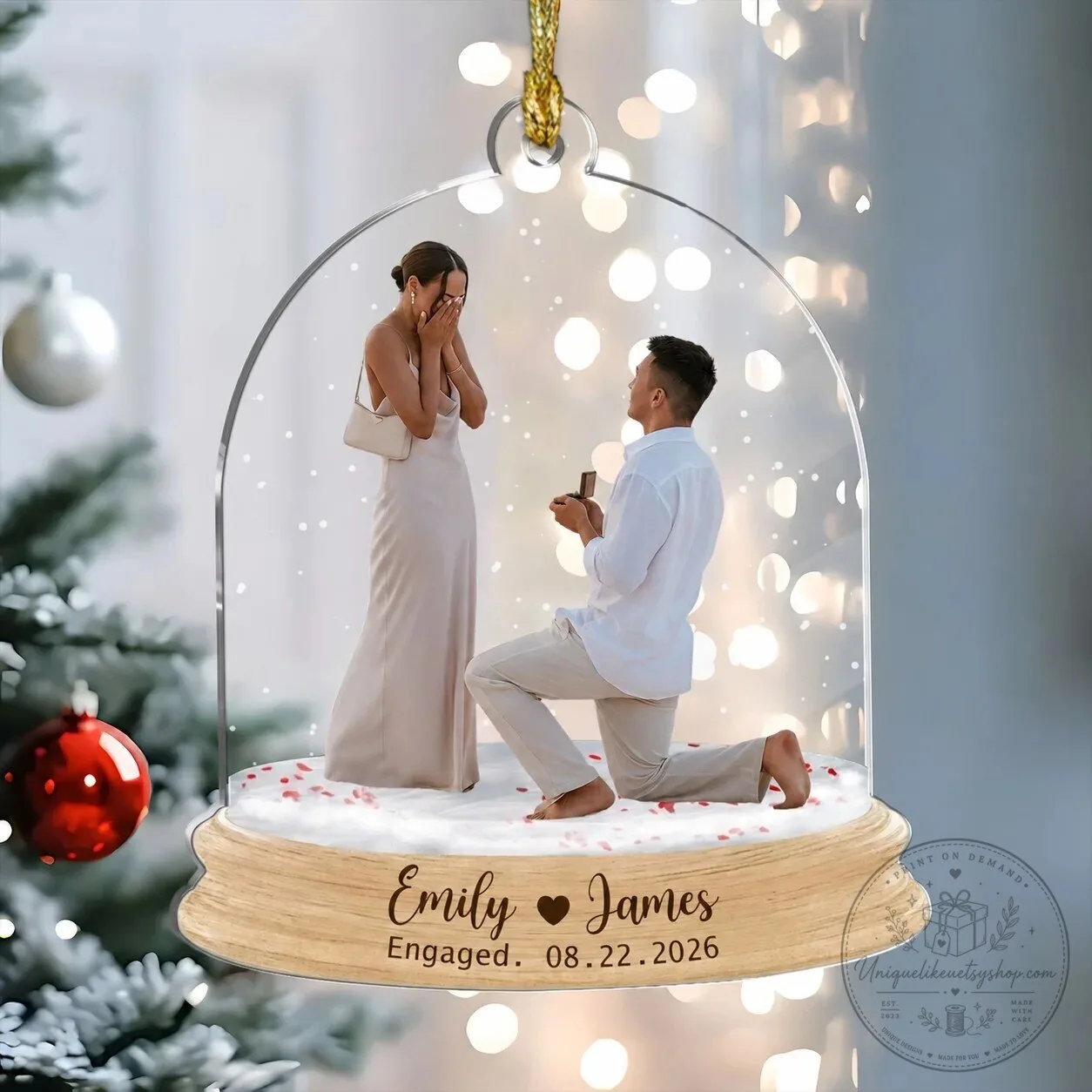 Personalized Engagement Photo Acrylic Ornament Custom Names Date Keepsake Gift 7 Personalized Engagement Photo Acrylic Ornament Custom Names Date Keepsake Gift